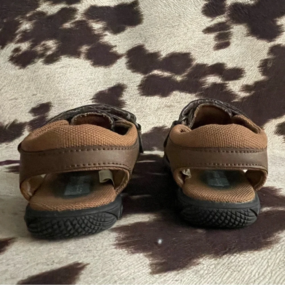 Boys Brown Casual Leather Sandals 6C